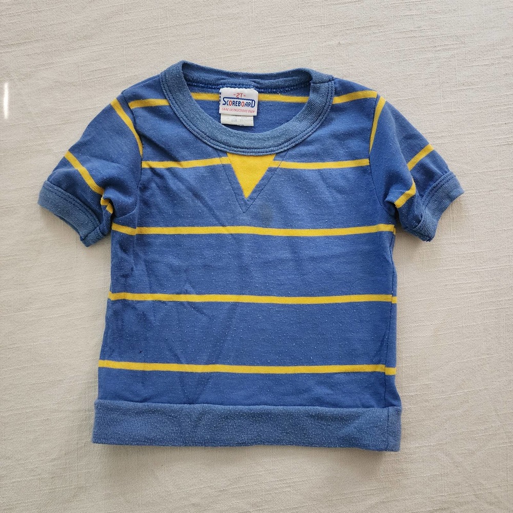 Vintage Blue/Yellow Striped Shirt 18-24 months